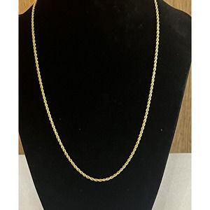 Italian Solid 925 Gold Plated rope Chain Necklaces 19 in 1.5 mm